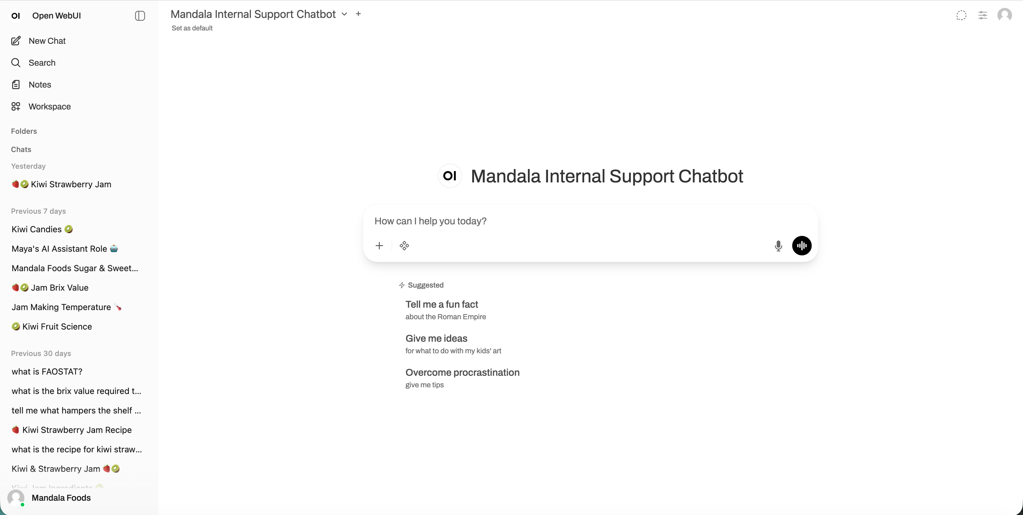 Mandala Internal Support Chatbot